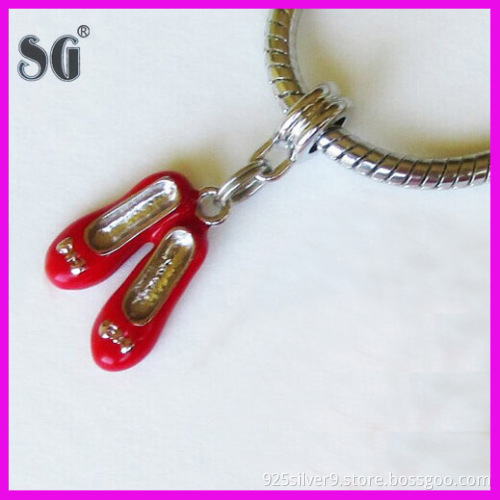 Ruby Red Slippers European Pendant Charm Bead For All European Charm Bracelet And Necklace Chains